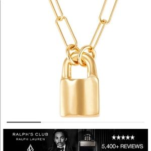 Padlock Paperclip link 18” in 14 k gold, plated over sterling silver.